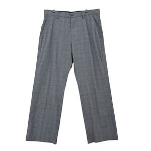 Banana Republic Mens Gray Glen Plaid Wool Blend Dress Pants 35x30 Straight Leg